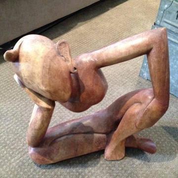 balinese hand crafted wood timber scupture bali thinking person