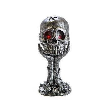 metallic skull lamp decaying hands gothic home decor halloween