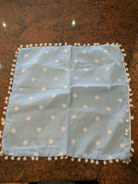 Light blue & white cushion cover