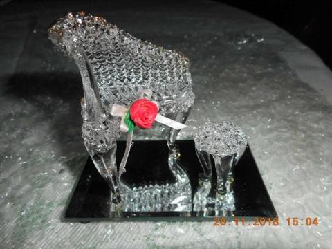 Crystal Glass ' GRAND PIANO & STOOL ' Ornament