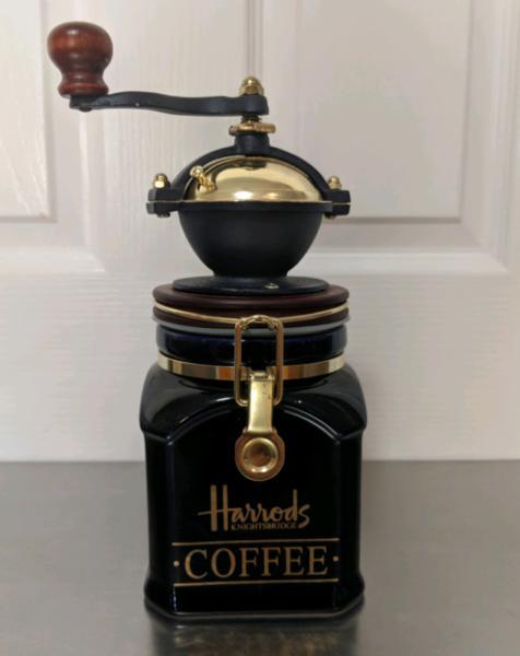 Harrods Coffee grinder home decor navy gold