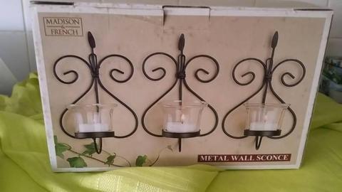 Metal candle wall sconces brand new still in box