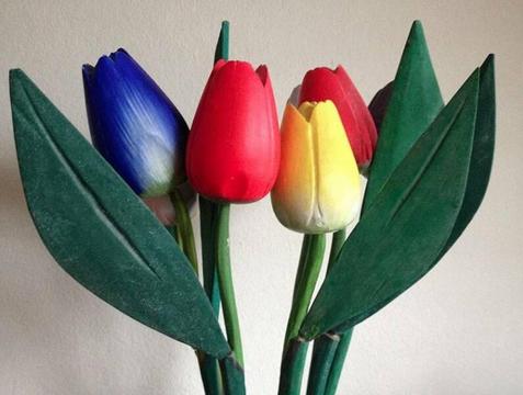 Set of 7 Tall Wooden Hand Painted Tulips | $10 the lot
