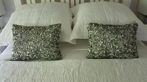 PAIR (2 x) New Silver Sequinned Cushions from MyHouse