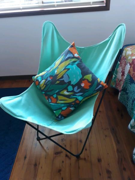 Canvas chair and matching cushion