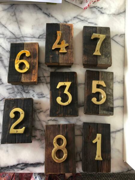 Rustic wooden table numbers wedding