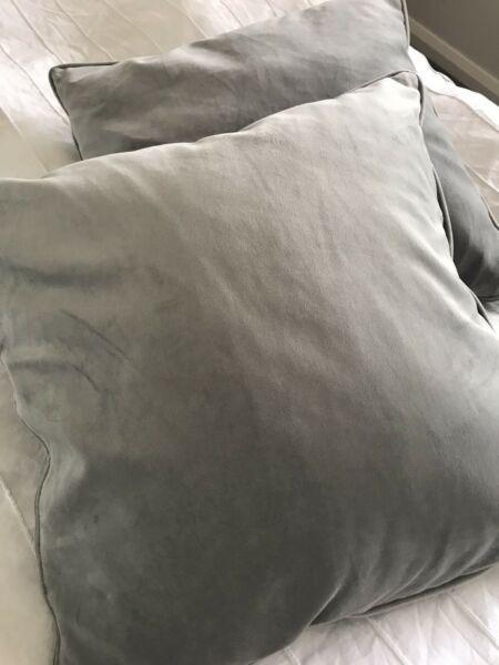 Grey suede cushions
