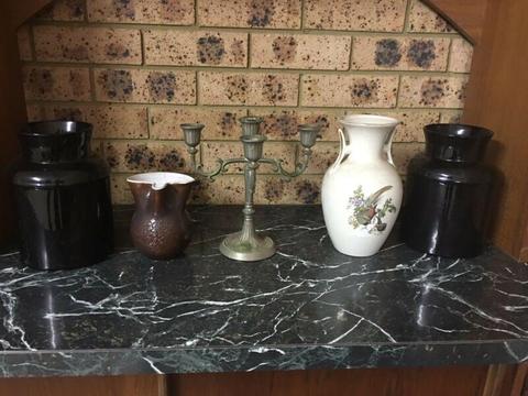 Vases and candle holder
