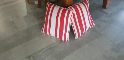 Red and white stripe decorator cushions