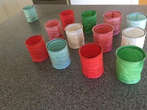 Set of 13 coloured tea light holders