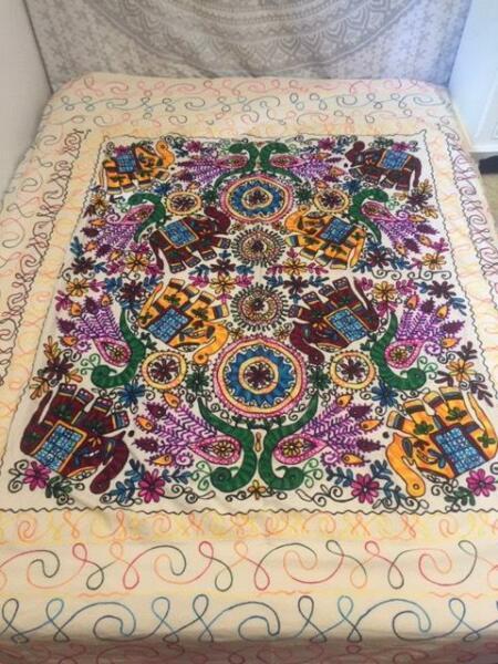 Indian embroidered bedspread or wall tapestry - brand new