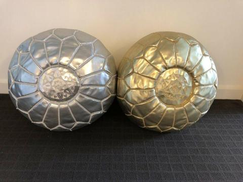 Morrocan ottomans - gold and silver