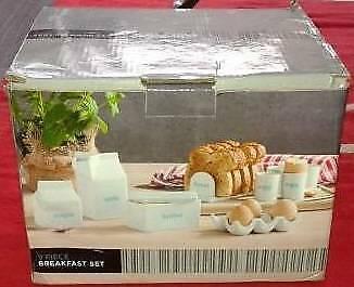 NEW cute English style breakfast ceramic set in box white classy