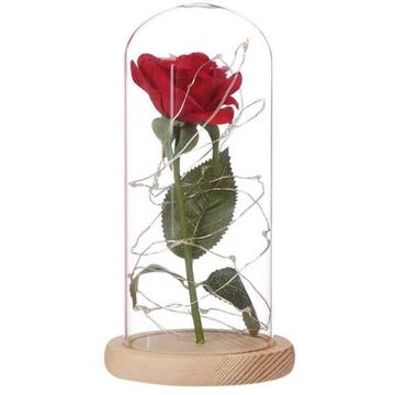 LED Flashing Rose Glass Cover Romantic Preserved Rose Flower GIFT