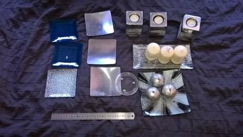 candles, candle holders, trays, plates bundle