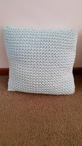 Knitted aqua cushion for sale Great cond!