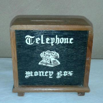 Vintage Wooden Telephone Money Box