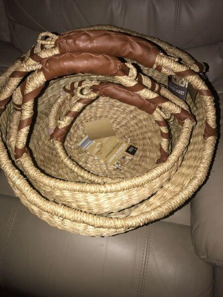 Set of 3 'Farmers Market' Storage Baskets