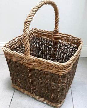 Vintage Deep Cane Wicker Basket
