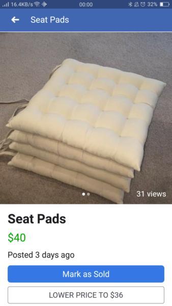 Seat pads (x4 - cream, square)