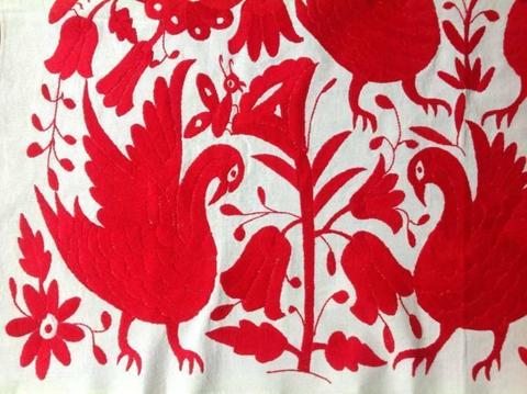 2x Authentic Mexican Otomi Wall Decor - Fabric Hand Embroidered