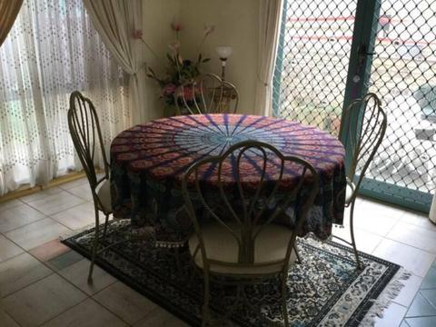 Table Cloth - Bohemian Rainbow with pom poms Handmade