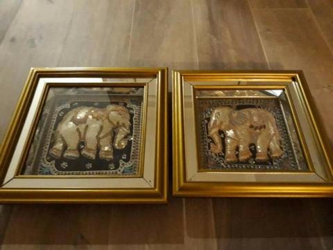 QUICK SAKE - 2x Elephant Glass Frame Wall Art - $60