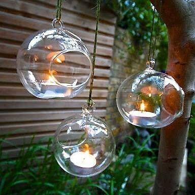 15 glass tear drop hanging tea light holders/ terrarium