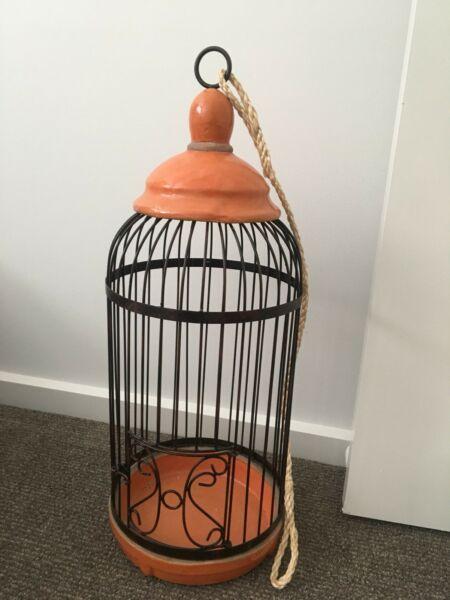 Hanging decorative bird cage / planter holder