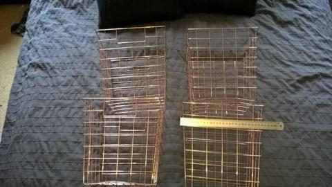 4x wire cube inserts/storage tubs - copper/rose gold colour - new