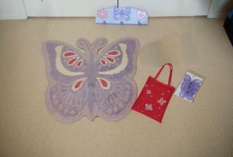 Girl bedroom decorative butterfly themed wall hooks,,clock +