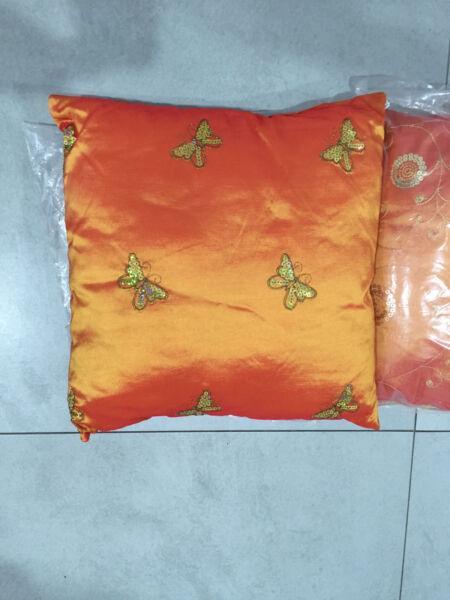Brand New cushions orange gold sequin embroidery decor home bed sofa