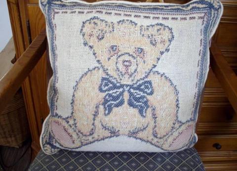 Teddy Bear Pillow Cushion and Matching Throw Rug / Blanket