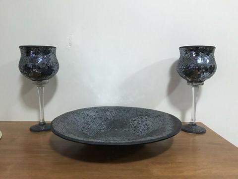 Freedom Broken/shattered Glass Mosaic Dish & Candle Holder