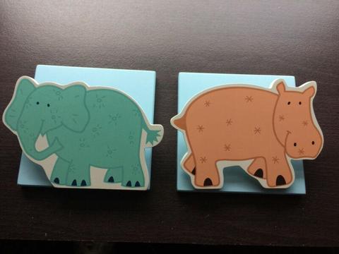wall hanging clips for baby quilt - elephant & hippo HALF PRICE