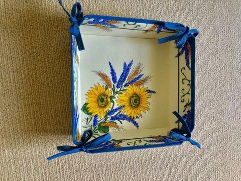 NEW French Provencal Fabric Covered Box with Ties