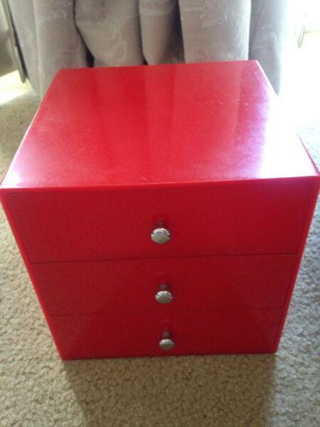 Desk storage box/organiser 16.5cm tall with 3 drawers (Set of 2)