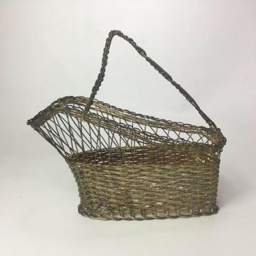 Vintage Silver Metal Wine Caddy Cradle Pourer Basket