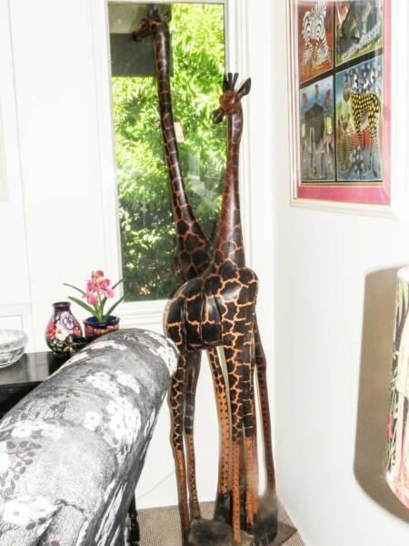 LARGE IRONWOOD GIRAFFES Hand Carved in Zambia - RARE