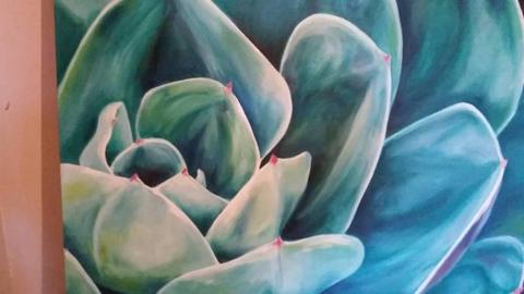 Oil painting Big Succulent, Julie McKenzie original