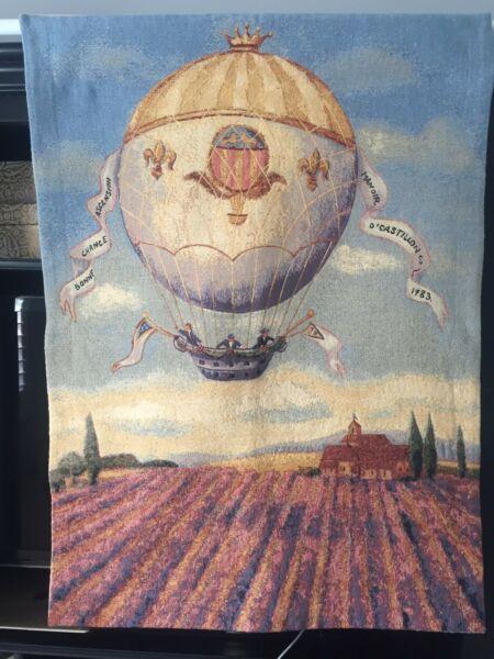 French Hot Air Balloon Tapestry Wall Hanging