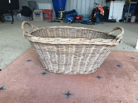 Sturdy large vintage cane basket