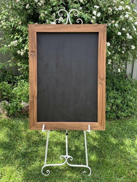 Timber Chalkboard with Walnut frame - For Hire - Weddings, events etc