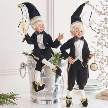 Christmas Gold & Black Elfs set of two $102