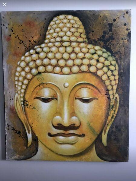 Framed Buddha painting canvas