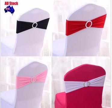 10/25/50PCS Lycra Spandex Wedding Chair Cover Bands Sashes Party
