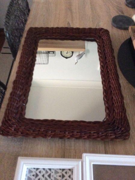 Small wall mirror with cane surrounds