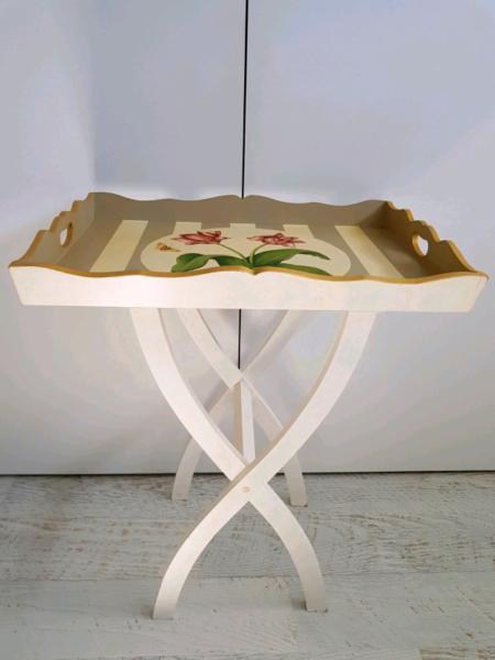 Butlers Tray Table Side Table Hand Painted. White