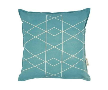 Square 100% cotton cushion - Modern Angles by Pony Rider - Teal