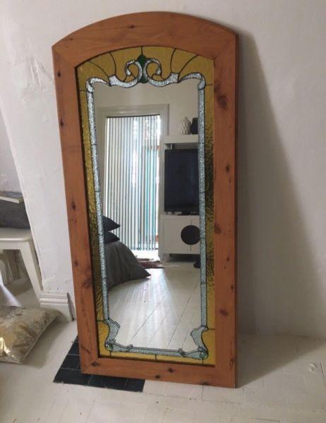 Leadlight stained glass mirror large